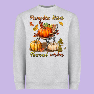 Pumpkin Kisses Harvest Wishes Heavyweight Sweatshirt Designed By Bundleandbundleshop