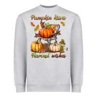 Heather Grey pumpkin kisses harvest wishes Heavyweight Sweatshirt - BundleAndBundleShop