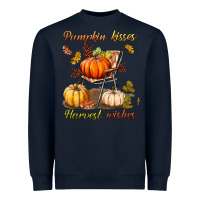 Navy pumpkin kisses harvest wishes Heavyweight Sweatshirt - BundleAndBundleShop