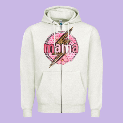 Mama Lightning Bolt Valentine S Day Zipper Hoodie Designed By Maliassmallbusiness