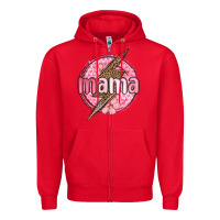 Red mama lightning bolt valentine s day Zipper Hoodie - MaliasSmallBusiness