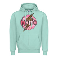 Seafoam mama lightning bolt valentine s day Zipper Hoodie - MaliasSmallBusiness