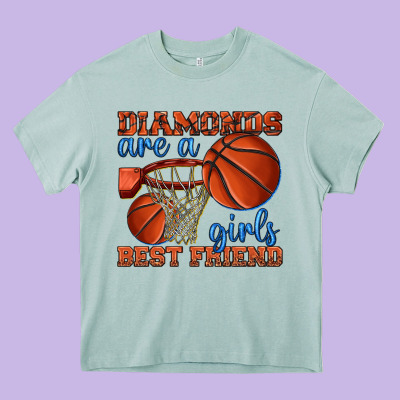 Diamonds Are A Girls Best Friend Basketball Heavy Core Tee Designed By Texasbilliewilder