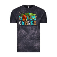 Cloud Black happy camper with trees and map Vintage Tee - AdoDesignShop