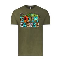 Vintage Olive happy camper with trees and map Vintage Tee - AdoDesignShop
