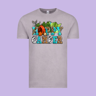 Happy Camper With Trees And Map Vintage Tee Designed By Adodesignshop