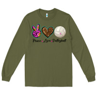 Army Green peace love volleyball Long Sleeve Tee - BarkalooDesign