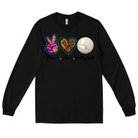 Black peace love volleyball Long Sleeve Tee - BarkalooDesign