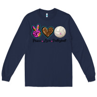Navy peace love volleyball Long Sleeve Tee - BarkalooDesign