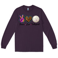 Plum peace love volleyball Long Sleeve Tee - BarkalooDesign