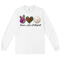 White peace love volleyball Long Sleeve Tee - BarkalooDesign