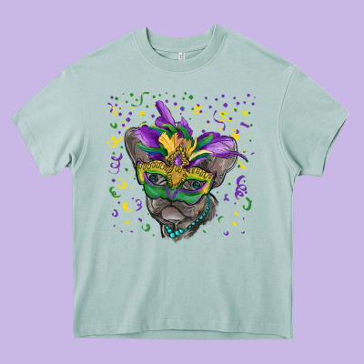 Heavy Core Tee Mardi gras mask french bulldog