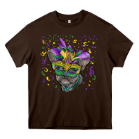 Chocolate Brown Mardi gras mask french bulldog Heavy Core Tee - RanaPortraitStore