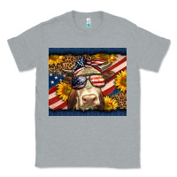 Heather Grey Western 4th Of July Cow Classic Tee - LillyAllenDesigns