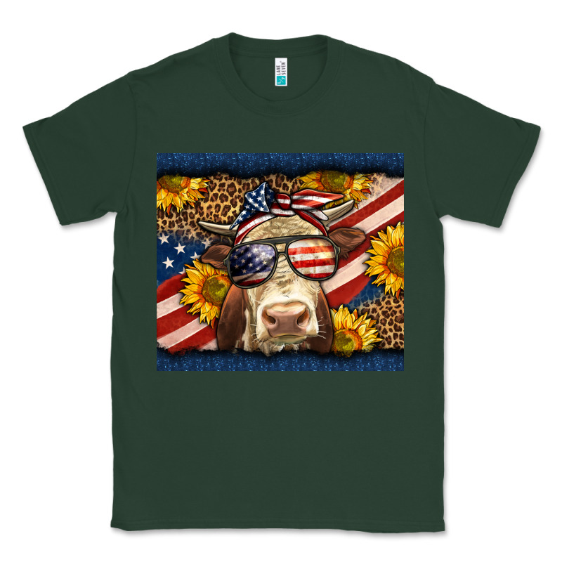 Western 4th Of July Cow Classic Tee by LillyAllenDesigns | Teevron