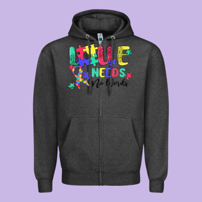 Love Needs No Words Autism Zipper Hoodie Designed By Maliassmallbusiness