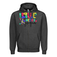 Charcoal Heather love needs no words autism Zipper Hoodie - MaliasSmallBusiness
