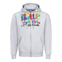 Heather Grey love needs no words autism Zipper Hoodie - MaliasSmallBusiness
