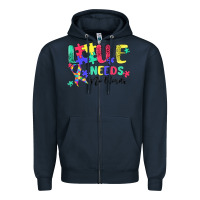 Navy love needs no words autism Zipper Hoodie - MaliasSmallBusiness
