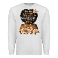 Oatmeal Heather i love the woman l've become black girl Premium Sweatshirt - Artiststas