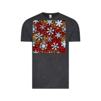 Vintage Black christmas snow crystals with plaid seamless pattern Vintage Tee - BundleAndBundleShop