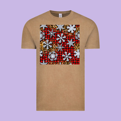 Christmas Snow Crystals With Plaid Seamless Pattern Vintage Tee Designed By Bundleandbundleshop