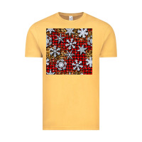 Vintage Mustard christmas snow crystals with plaid seamless pattern Vintage Tee - BundleAndBundleShop