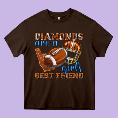 Diamonds Are A Girls Best Friend Football Heavy Core Tee Designed By Texasbilliewilder