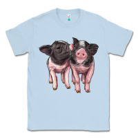 Dusty Blue cute baby pigs Classic Tee - Artiststas