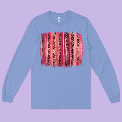 Valentines Day Leopard Glitter Brushstroke Long Sleeve Tee Designed By Jasminsmagicworld