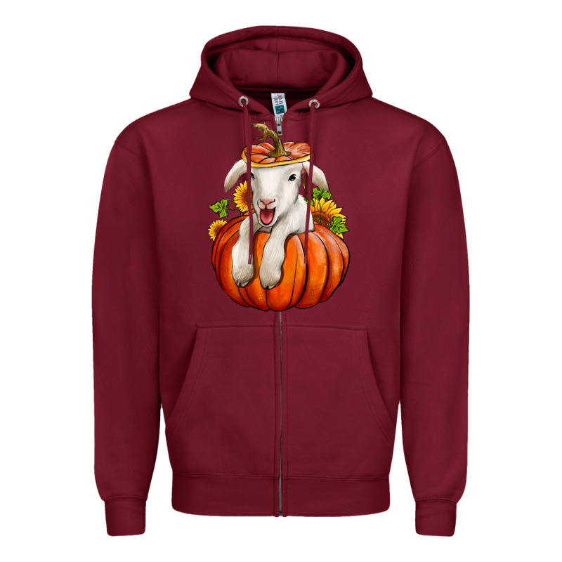 Fall Pumpkin Lamb Nancy Cooper Zipper Hoodie by NancyCooperArtShop | Teevron