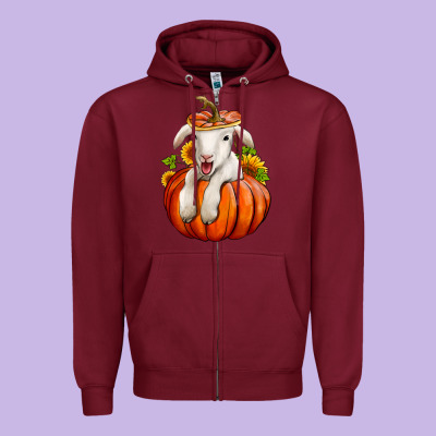 Fall Pumpkin Lamb Nancy Cooper Zipper Hoodie Designed By Nancycooperartshop