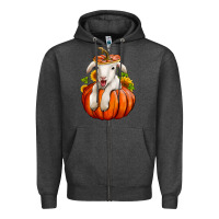 Charcoal Heather fall pumpkin lamb nancy cooper Zipper Hoodie - NancyCooperArtShop