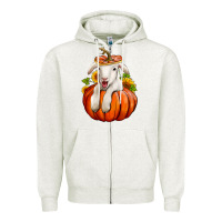 Oatmeal Heather fall pumpkin lamb nancy cooper Zipper Hoodie - NancyCooperArtShop