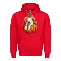 Red fall pumpkin lamb nancy cooper Zipper Hoodie - NancyCooperArtShop