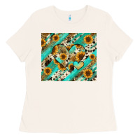 Bone leopard sunflower hearts Ladies Tee - RanaPortraitStore