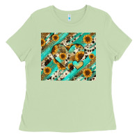 Matcha leopard sunflower hearts Ladies Tee - RanaPortraitStore