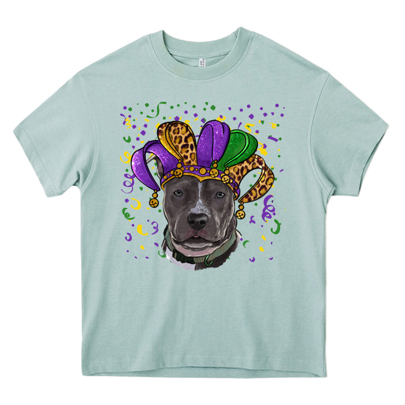 Mardi Gras Pitbull With Hat Heavy Core Tee by RanaPortraitStore | Teevron