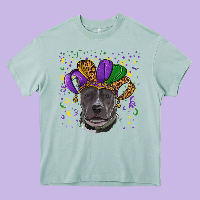 Heavy Core Tee Mardi Gras Pitbull with Hat