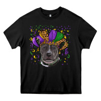 Black Mardi Gras Pitbull with Hat Heavy Core Tee - RanaPortraitStore