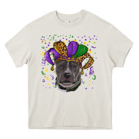 Cream Mardi Gras Pitbull with Hat Heavy Core Tee - RanaPortraitStore