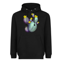 Black Opunthia Santa Rita Cactus Heavyweight Hoodie - LillyAllenDesigns