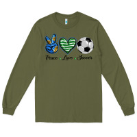 Army Green peace love soccer Long Sleeve Tee - BarkalooDesign