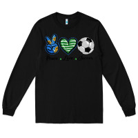 Black peace love soccer Long Sleeve Tee - BarkalooDesign