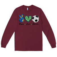 Burgundy peace love soccer Long Sleeve Tee - BarkalooDesign