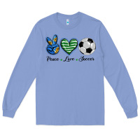 Colony Blue peace love soccer Long Sleeve Tee - BarkalooDesign