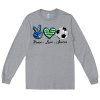 Heather Grey peace love soccer Long Sleeve Tee - BarkalooDesign