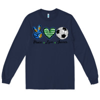 Navy peace love soccer Long Sleeve Tee - BarkalooDesign