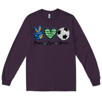 Plum peace love soccer Long Sleeve Tee - BarkalooDesign