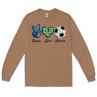 Toasted Coconut peace love soccer Long Sleeve Tee - BarkalooDesign